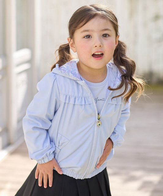 Japanese children's clothing aF#a325 2Way waterproof series double-sided two-wear cute floral lined hooded jacket 100-160cm girls summer outerwear 