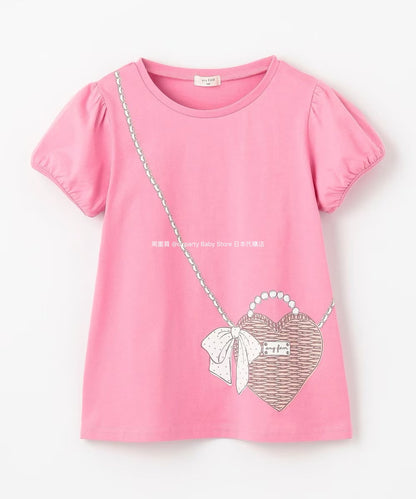 Japanese children's clothing aF#a325 printed short-sleeved top 90-160cm girls summer TOPS 