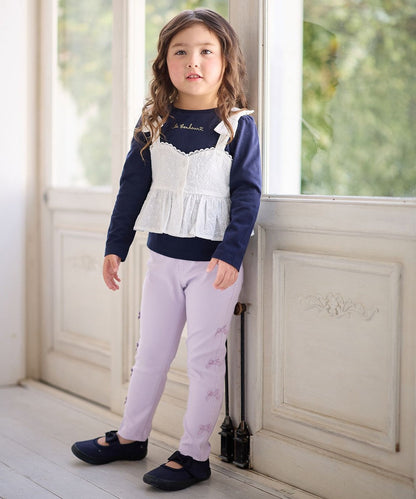 日本童裝 aF#a325 蝴蝶結吊帶上衣兩件套裝 110-160cm 女童款 夏季 TOPS