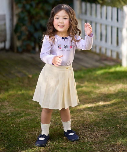 Japanese children's clothing aF#a325 cute embroidery pattern top 110-160cm girls summer TOPS 