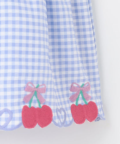 Japanese children's clothing aF#a325 Fake two-piece cherry dress 100-150cm girls summer dresses