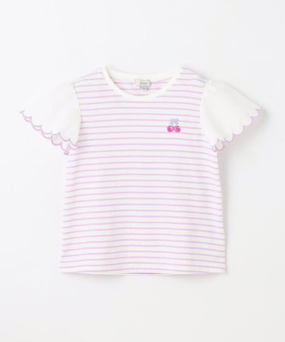 Japanese children's clothing aF#a325 lace sleeve top 100-150cm girls summer TOPS 