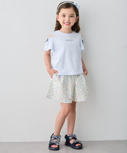 日本童裝 aF#a325 蝴蝶結露肩上衣 90-150cm 女童款 夏季  TOPS