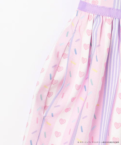 Japanese children's clothing aF#a325 x Baskin-Robbins ice cream print dress 100-140cm girls summer dresses 