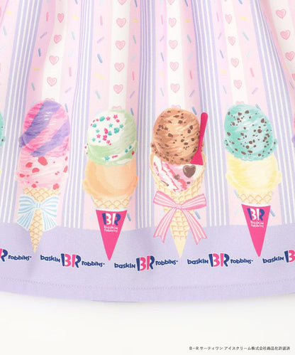 Japanese children's clothing aF#a325 x Baskin-Robbins ice cream print dress 100-140cm girls summer dresses 