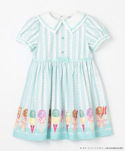 Japanese children's clothing aF#a325 x Baskin-Robbins ice cream print dress 100-140cm girls summer dresses 