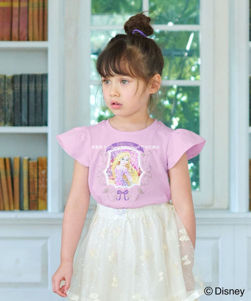 日本童裝 aF#a325 x Disney 公主珠片上衣 100-140cm 女童款 夏季 TOPS