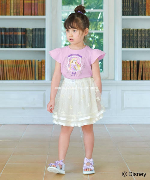 日本童裝 aF#a325 x Disney 公主珠片上衣 100-140cm 女童款 夏季 TOPS