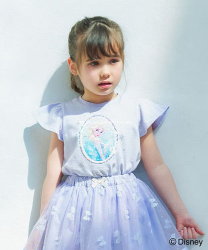 Japanese children's clothing aF#a325 x Disney Princess sequin top 100-140cm girls summer TOPS 
