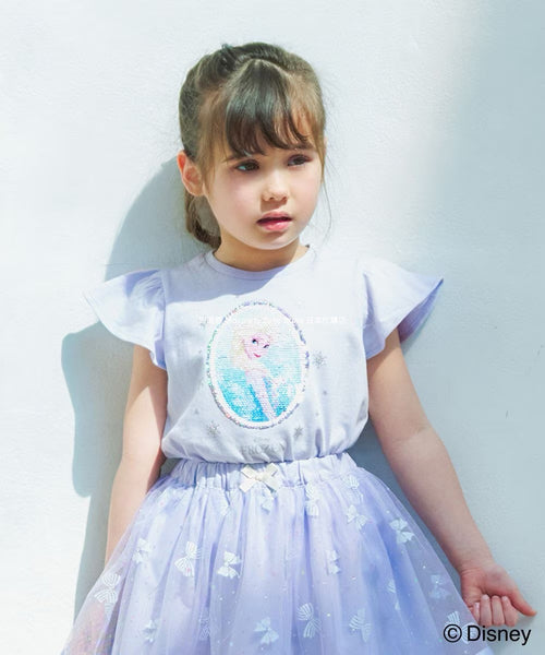 日本童裝 aF#a325 x Disney 公主珠片上衣 100-140cm 女童款 夏季 TOPS