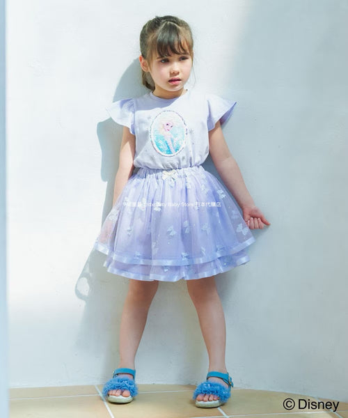 日本童裝 aF#a325 x Disney 公主珠片上衣 100-140cm 女童款 夏季 TOPS