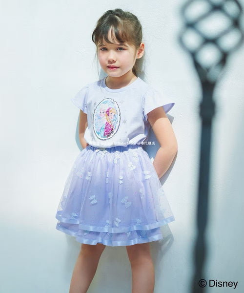 日本童裝 aF#a325 x Disney 公主珠片上衣 100-140cm 女童款 夏季 TOPS