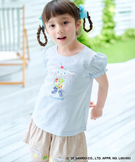 Japanese children's clothing aF#a325 x Sanrio cute palace sleeve top 90-150cm girls summer TOPS 
