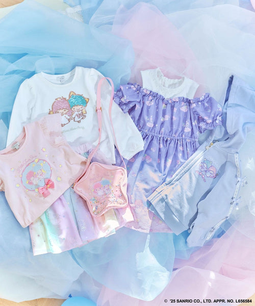日本童裝 aF#a325 Little Twin Stars 露肩拼接連身裙 100-140cm 女童款 夏季 DRESSES