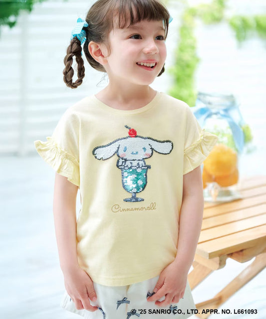 Japanese children's clothing aF#a325 x Sanrio sequin pattern top 100-150cm girls summer TOPS 