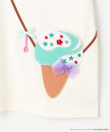 Japanese children's clothing aF#a325 x Baskin-Robbins furry ice cream pocket top 90-140cm girls summer TOPS 