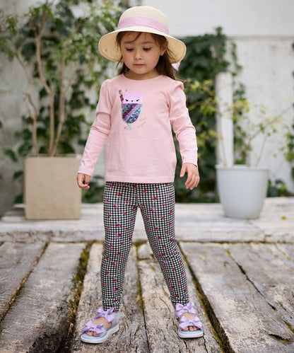 Japanese children's clothing aF#a325 double-sided sequined print top 100-140cm girls summer TOPS 