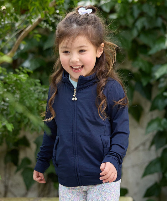 Japanese children's clothing aF#a325 UV protection diamond cherry zipper hooded jacket 110-160cm girls summer outerwear 