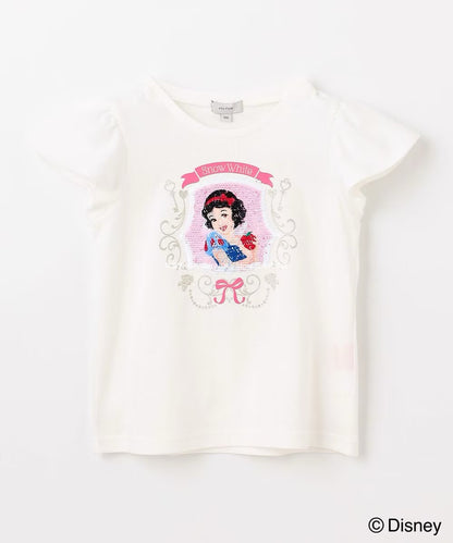 Japanese children's clothing aF#a325 x Disney Princess sequin top 100-140cm girls summer TOPS 
