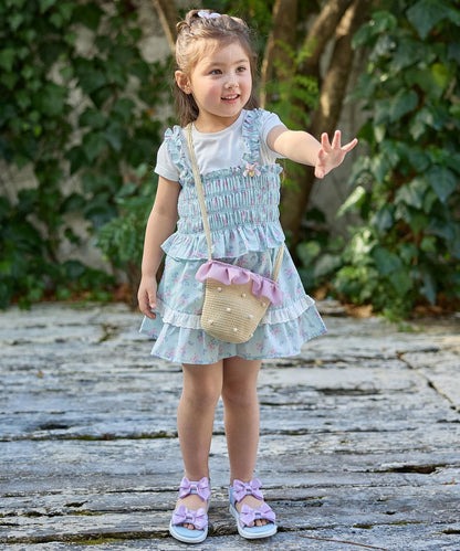 Japanese children's clothing aF#a325 floral short skirt 110-160cm girls summer SKIRTS 