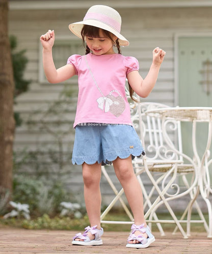 Japanese children's clothing aF#a325 scalloped hem shorts 100-160cm girls summer PANTS 
