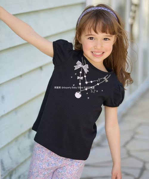 日本童裝 aF#a325 印花短袖上衣 90-160cm 女童款 夏季 TOPS
