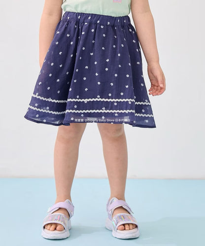 Japanese children's clothing aF#a325 cat x polka dot skirt 110-160cm girls summer SKIRTS 
