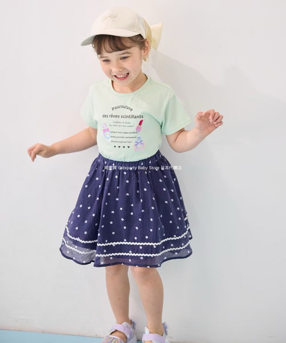 Japanese children's clothing aF#a325 cat x polka dot skirt 110-160cm girls summer SKIRTS 
