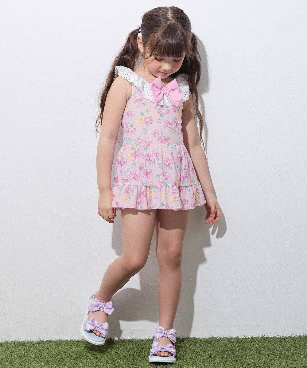 Japanese children's clothing aF#a325 UV protection lace pattern one-piece swimsuit 100-140cm girls summer play swimsuit special edition 
