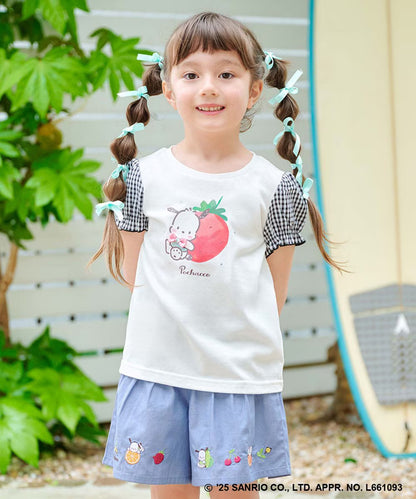 Japanese children's clothing aF#a325 x Sanrio cute palace sleeve top 90-150cm girls summer TOPS 