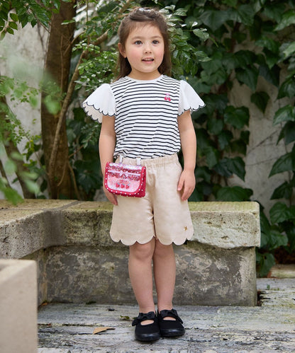 Japanese children's clothing aF#a325 lace sleeve top 100-150cm girls summer TOPS 