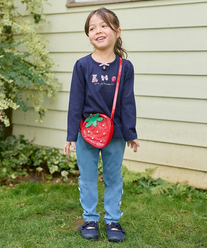 Japanese children's clothing aF#a325 cute embroidery pattern top 110-160cm girls summer TOPS 