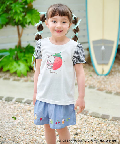 Japanese children's clothing aF#a325 x Sanrio cute palace sleeve top 90-150cm girls summer TOPS 