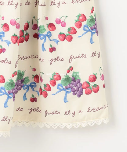 Japanese children's clothing aF#a325 printed fruit skirt 100-150cm girls summer SKIRTS 