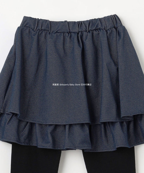 日本童裝 aF#a325 珍珠牛仔裙連打底褲 90-140cm 女童款 冬季 PANTS