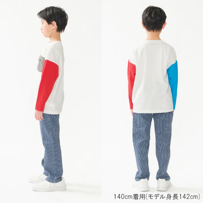 Daddy Oh Daddy Japanese-Made Two-Color Sleeve Top (140-160cm) for Boys Summer 