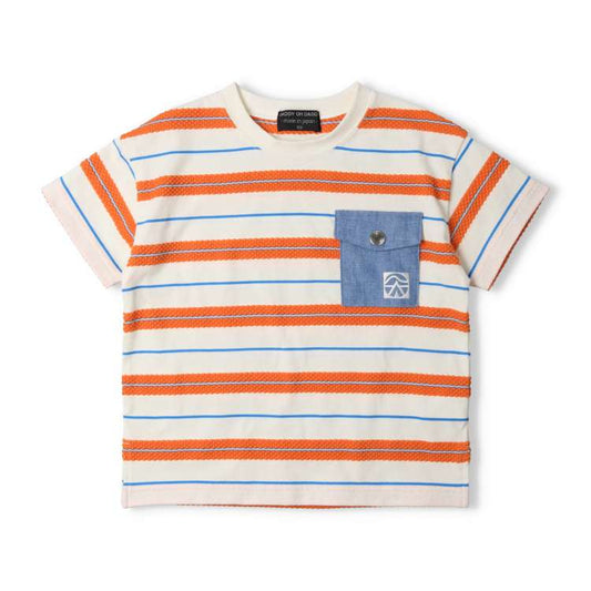Daddy Oh Daddy Japanese-made denim pocket striped top (90-130cm) for boys and girls (summer TOPS)