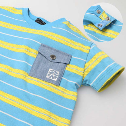 Daddy Oh Daddy Japanese-made denim pocket striped top (90-130cm) for boys and girls (summer TOPS) 