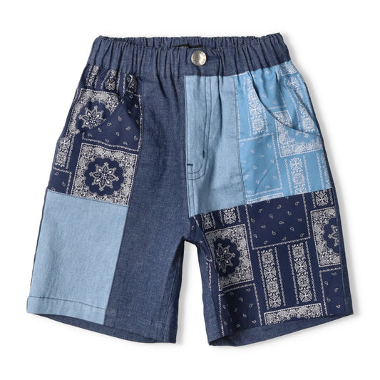 Japanese children's clothing Daddy Oh Daddy patchwork denim shorts 90-130cm boys' summer PANTS 