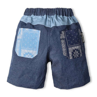 Japanese children's clothing Daddy Oh Daddy patchwork denim shorts 90-130cm boys' summer PANTS 