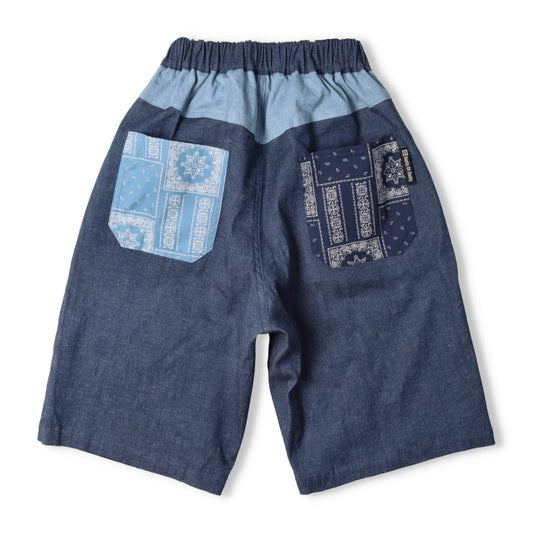 Japanese children's clothing Daddy Oh Daddy patchwork denim shorts 140-160cm boys' summer PANTS 