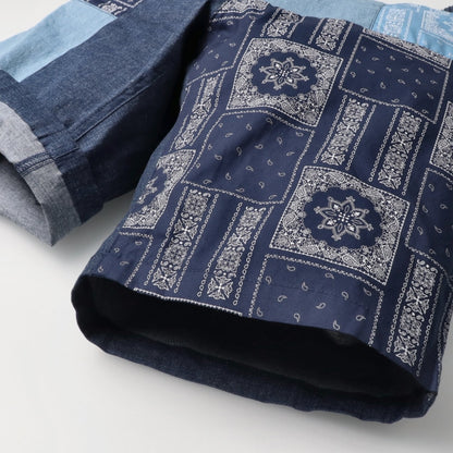 Japanese children's clothing Daddy Oh Daddy patchwork denim shorts 140-160cm boys' summer PANTS 