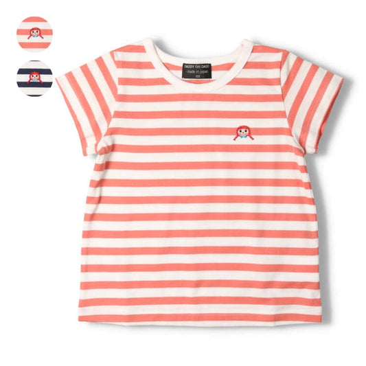 Japanese children's clothing Daddy Oh Daddy Daddico embroidered striped top made in Japan 90-130cm girls summer TOPS 
