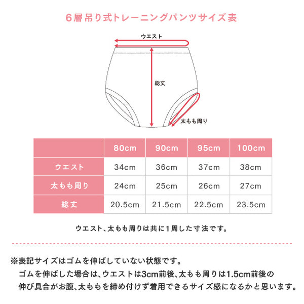 日本直送  防水戒片褲/學習褲 6層 一套4件  80/90/95/100cm 訓練褲