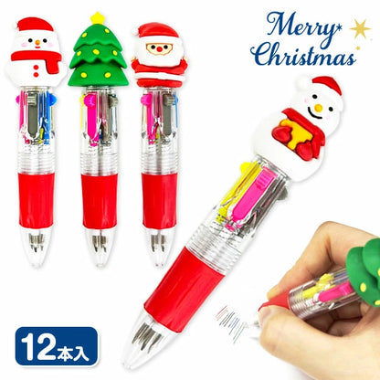日本直送 聖誕4色筆 隨機12支 聖誕快樂特輯 Christmas Party 發光/玩具/文具/小禮物