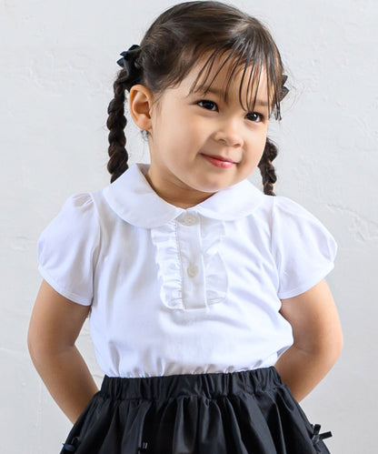 Japanese children's clothing panpantutu classic ruffle shirt 80-150cm girls summer TOPS interview / banquet / performance 