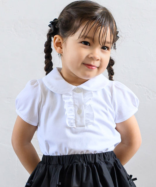 Japanese children's clothing panpantutu classic ruffle shirt 80-150cm girls summer TOPS interview / banquet / performance 