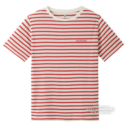 Japanese children's clothing mont-bell UV-resistant/water-absorbing/quick-drying/odor-suppressing/high-elasticity striped short-sleeved T-shirt (100-160cm) for boys and girls summer TOPS