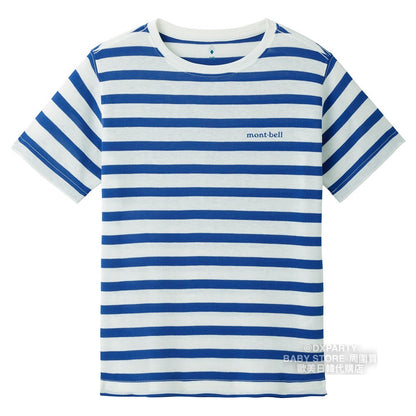 Japanese children's clothing mont-bell UV-resistant/water-absorbing/quick-drying/odor-suppressing/high-elasticity striped short-sleeved T-shirt (100-160cm) for boys and girls summer TOPS
