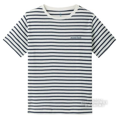 Japanese children's clothing mont-bell UV-resistant/water-absorbing/quick-drying/odor-suppressing/high-elasticity striped short-sleeved T-shirt (100-160cm) for boys and girls summer TOPS